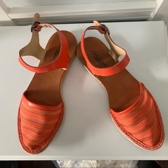 Lucky Brand Orange Leather Jute Espadrille Closed Toe Flat Sandal | Size 8.5